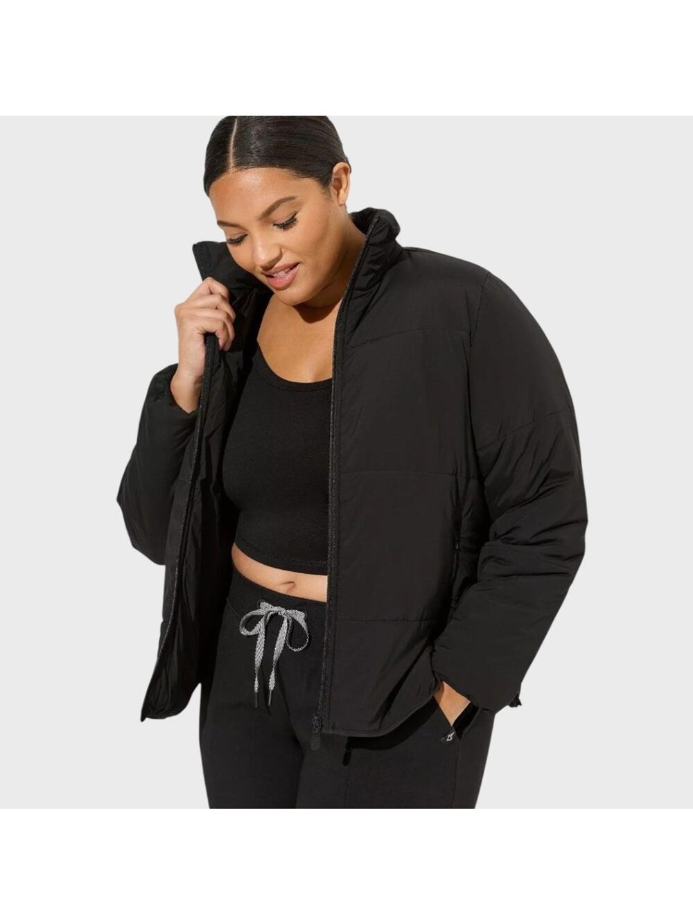 TORRID Matte Stretch Nylon Light-Weight Puffer Active Jacket